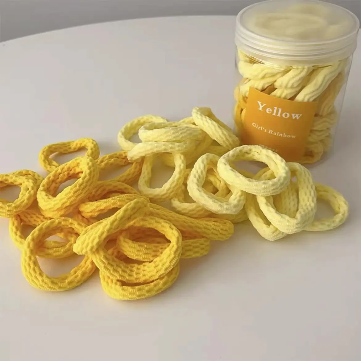 Black Hair Rope Threaded Ponytail Band 50 Pcs