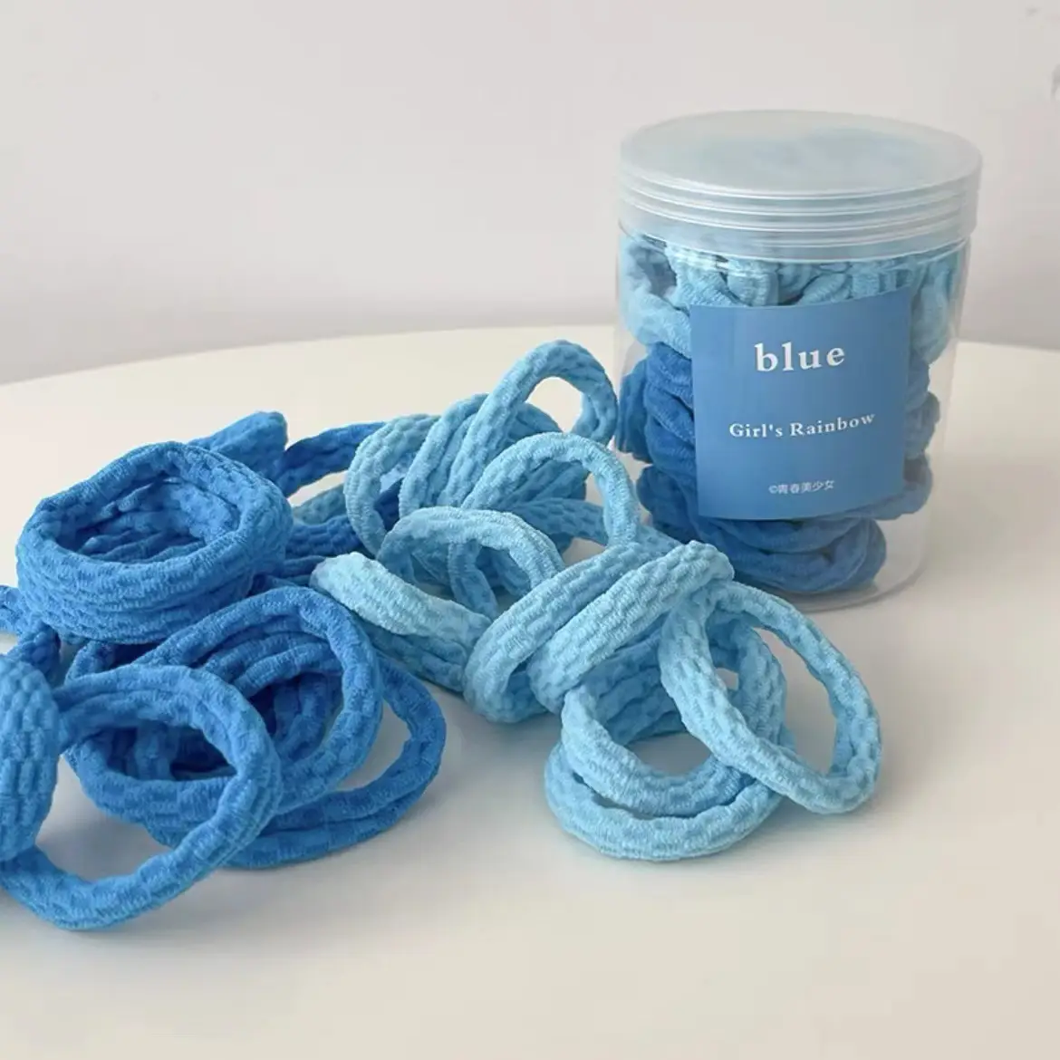 Black Hair Rope Threaded Ponytail Band 50 Pcs