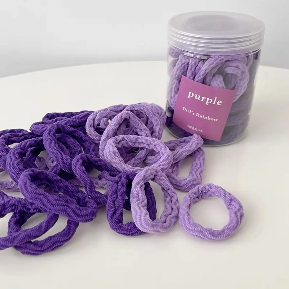 Black Hair Rope Threaded Ponytail Band 50 Pcs