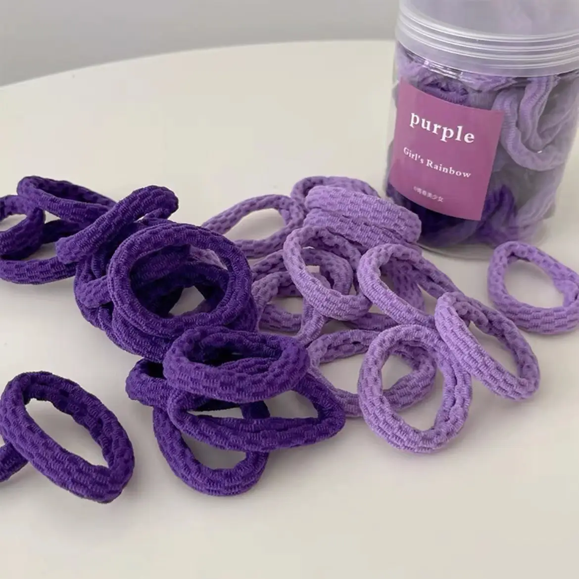 Black Hair Rope Threaded Ponytail Band 50 Pcs