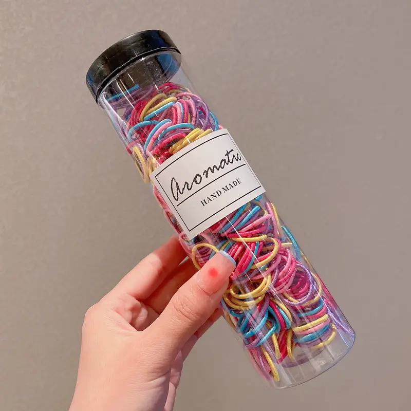 Black Hair Rope Threaded Ponytail Band 50 Pcs