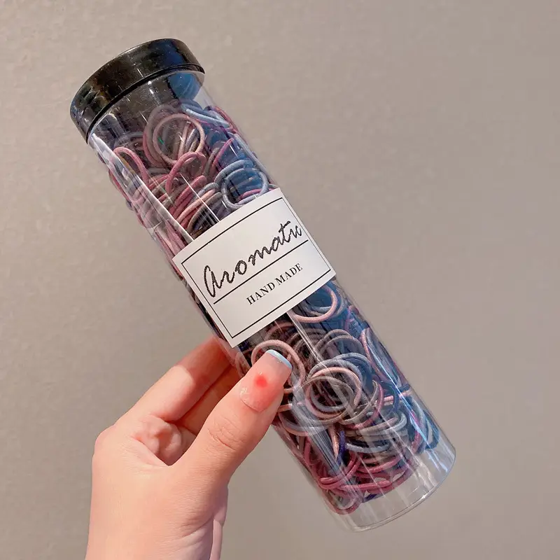 Black Hair Rope Threaded Ponytail Band 50 Pcs