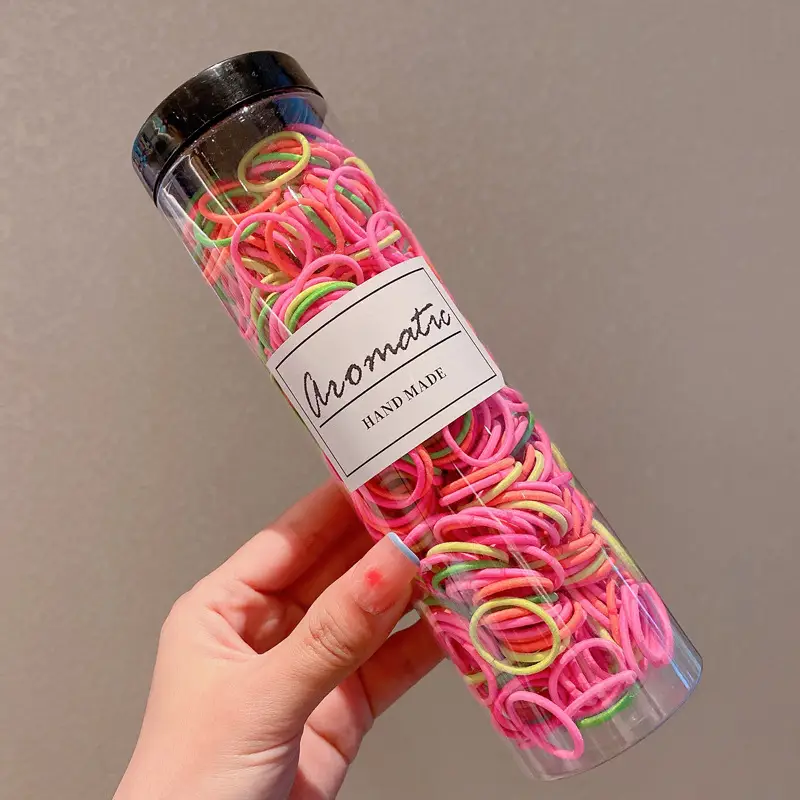 Black Hair Rope Threaded Ponytail Band 50 Pcs