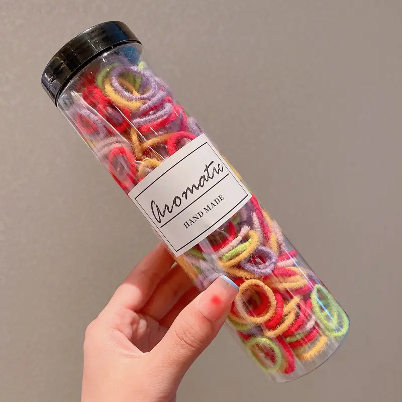 Black Hair Rope Threaded Ponytail Band 50 Pcs