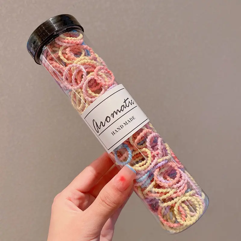 Black Hair Rope Threaded Ponytail Band 50 Pcs
