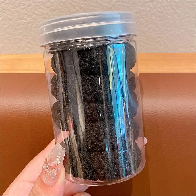 Black Hair Rope Threaded Ponytail Band 50 Pcs