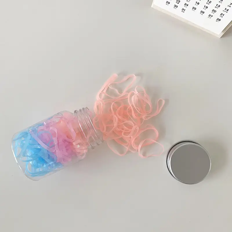 Black Hair Rope Threaded Ponytail Band 50 Pcs