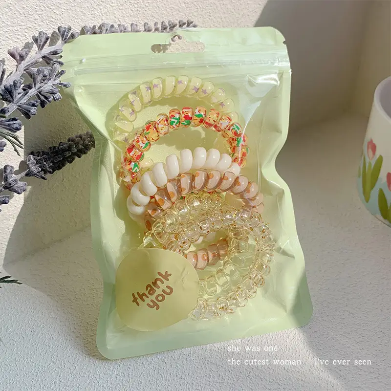 Black Hair Rope Threaded Ponytail Band 50 Pcs