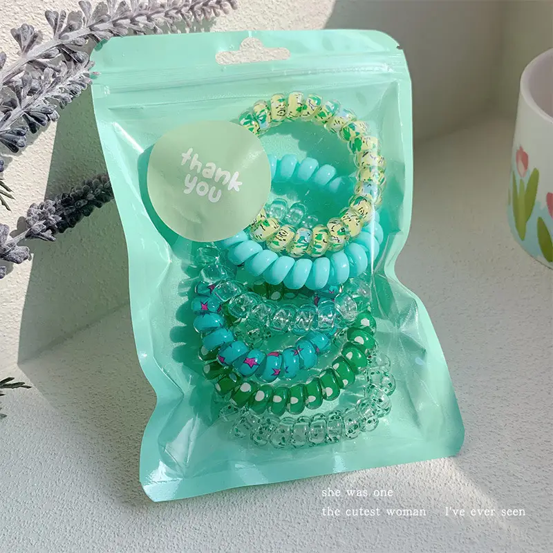 Black Hair Rope Threaded Ponytail Band 50 Pcs