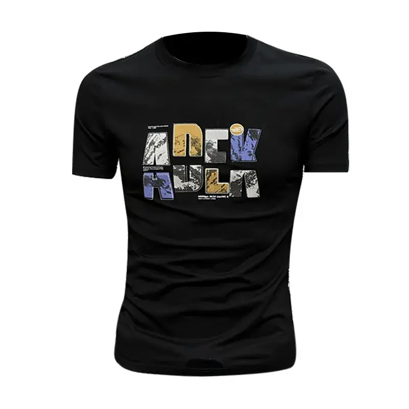 Printed Men's Black Short Sleeve T-Shirt Summer 2024 - Image 6