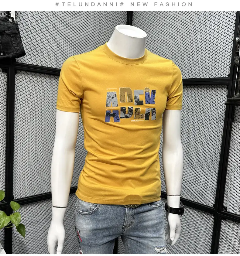 Printed Men's Black Short Sleeve T-Shirt Summer 2024 — feature 14