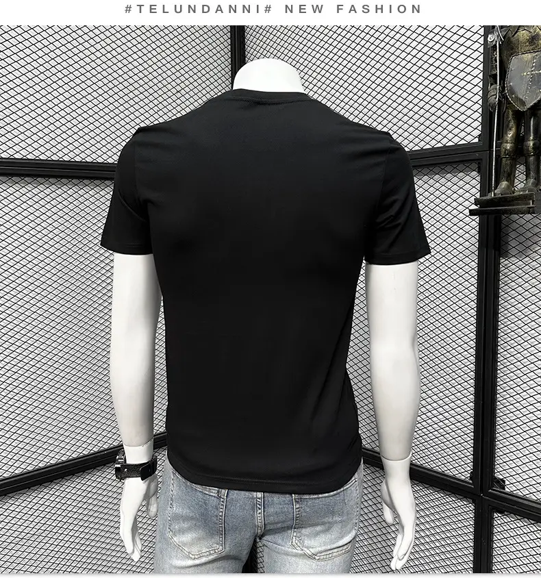 Printed Men's Black Short Sleeve T-Shirt Summer 2024 — feature 9