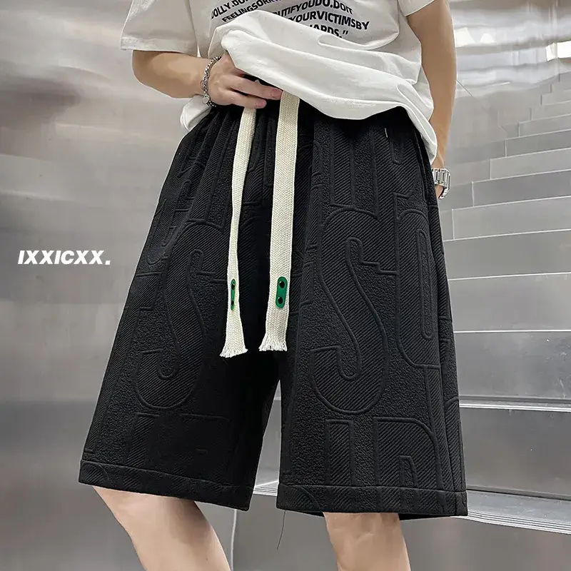 Men White Three-Dimensional Letter Shorts Large - Image 6