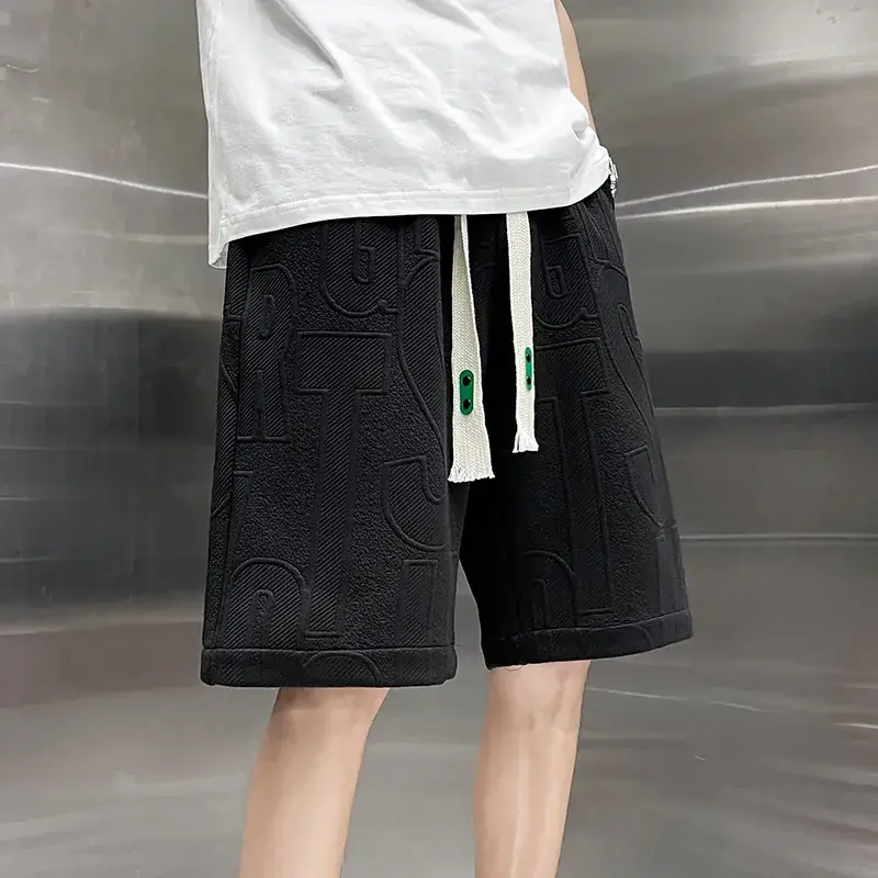 Men White Three-Dimensional Letter Shorts Large - Image 2