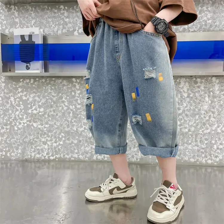 Children's Denim Pants Large Summer Wear - Image 9