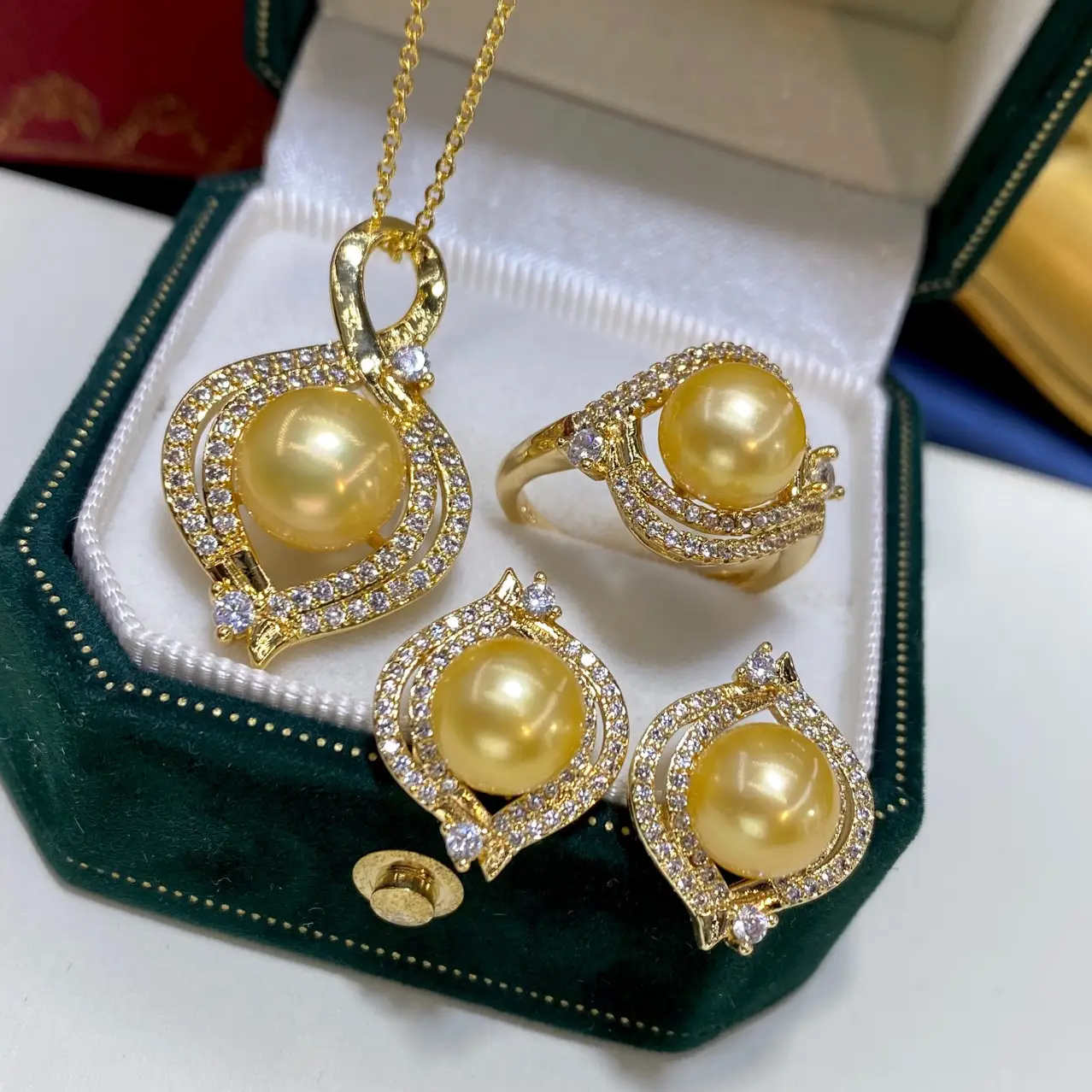 2025 Pearl Necklace Set for Women Gold Plated - Image 4