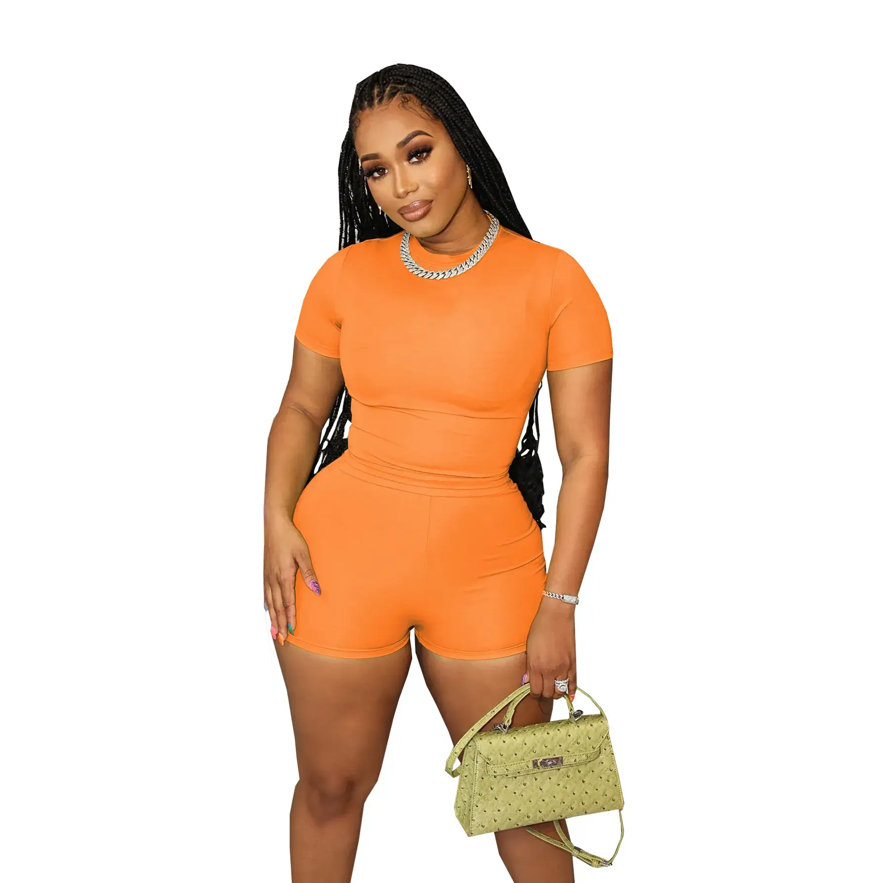 Light Blue Two-Piece Shorts Set for Women - Image 7