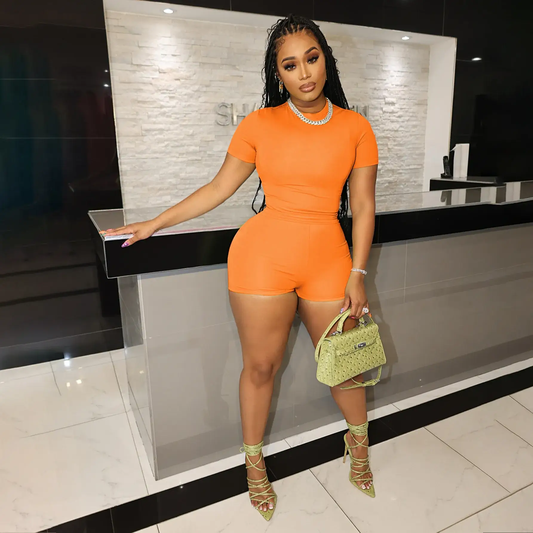 Light Blue Two-Piece Shorts Set for Women — feature 14