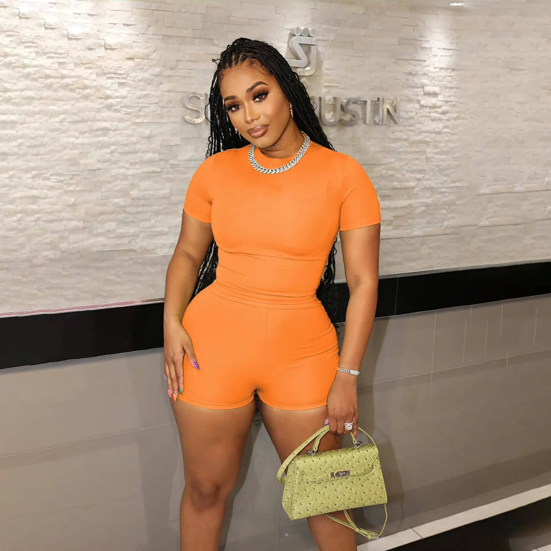 Light Blue Two-Piece Shorts Set for Women — feature 23