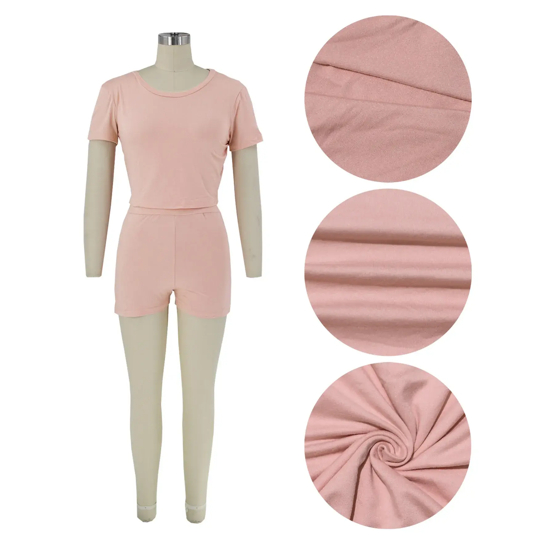 Light Blue Two-Piece Shorts Set for Women — feature 4