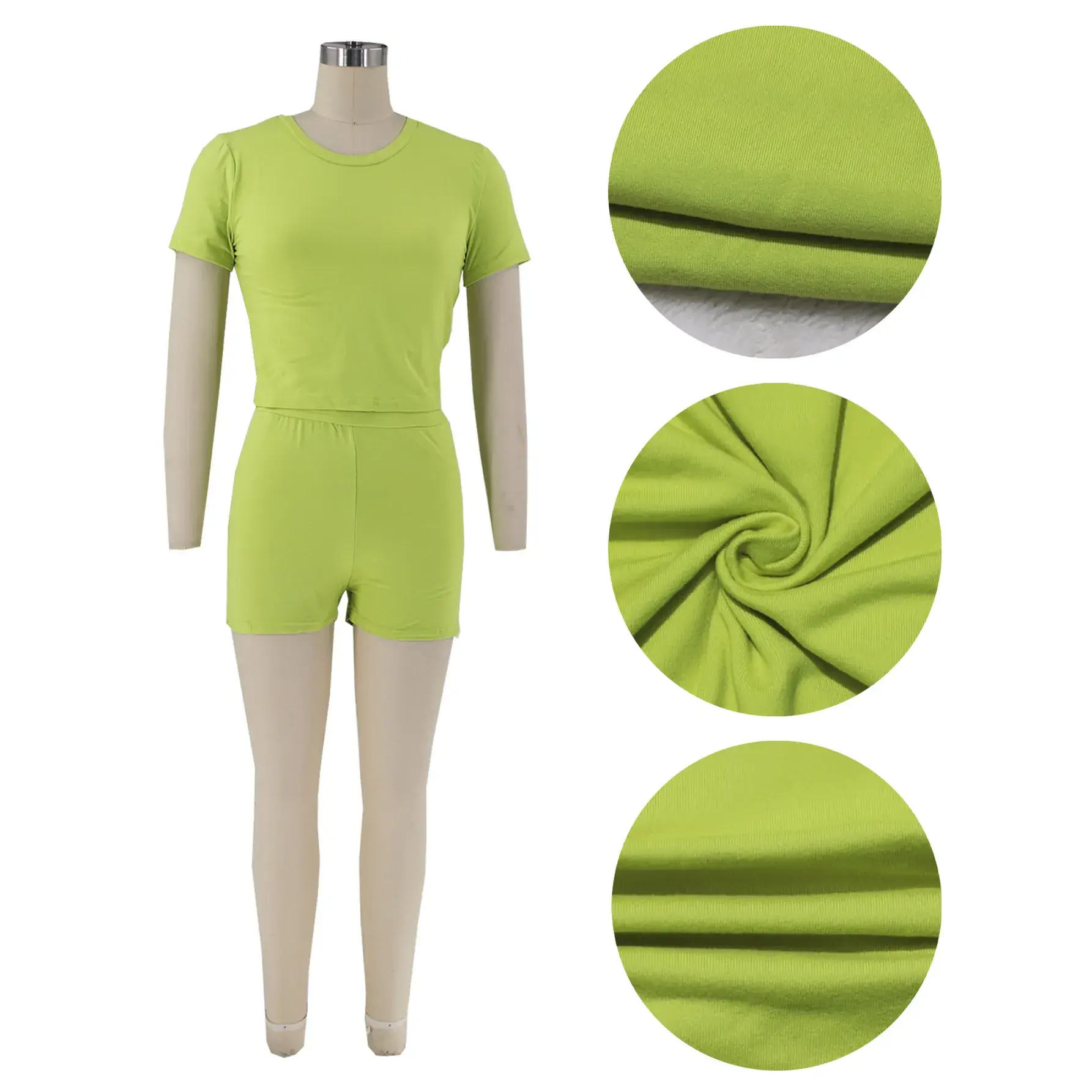 Light Blue Two-Piece Shorts Set for Women — feature 5