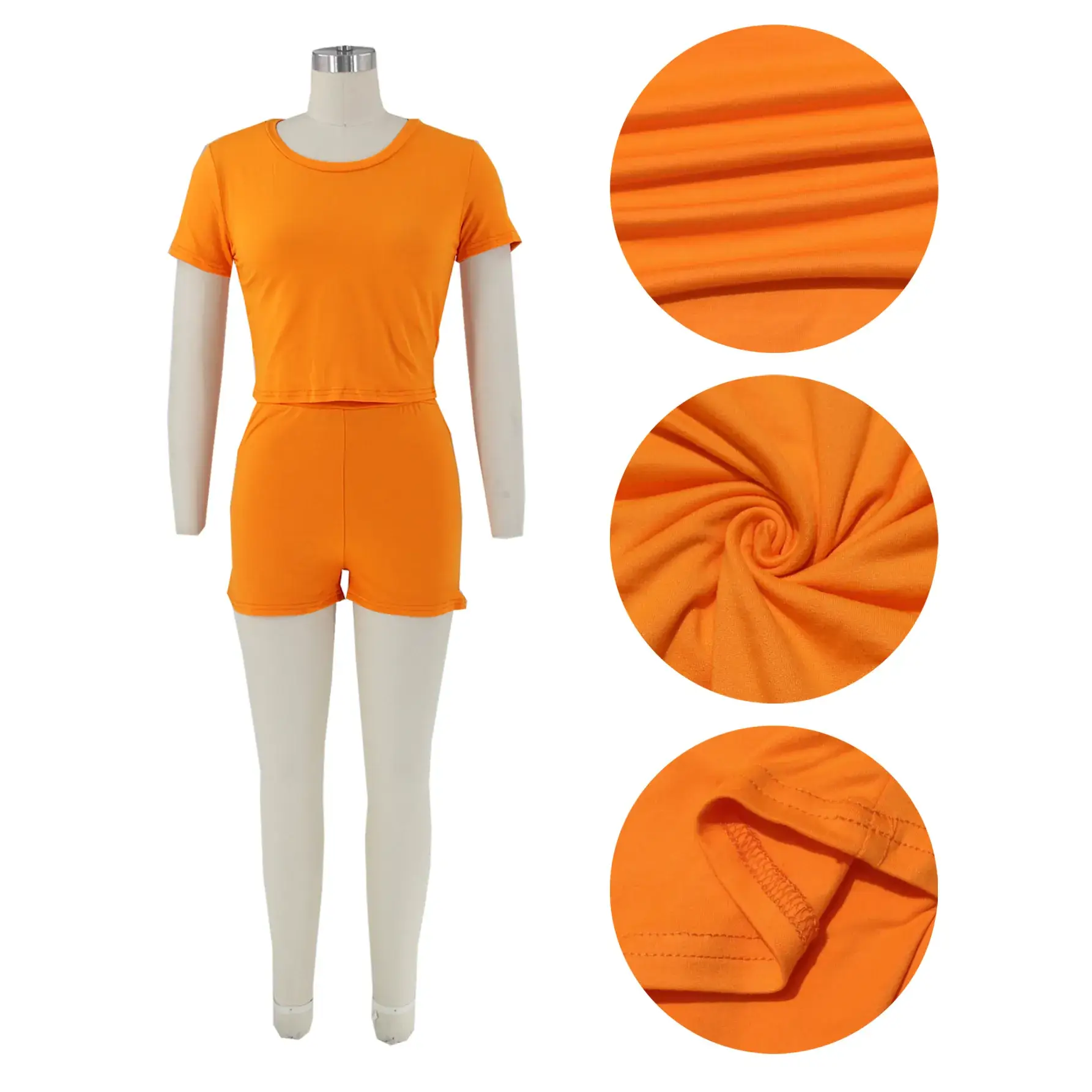 Light Blue Two-Piece Shorts Set for Women — feature 8
