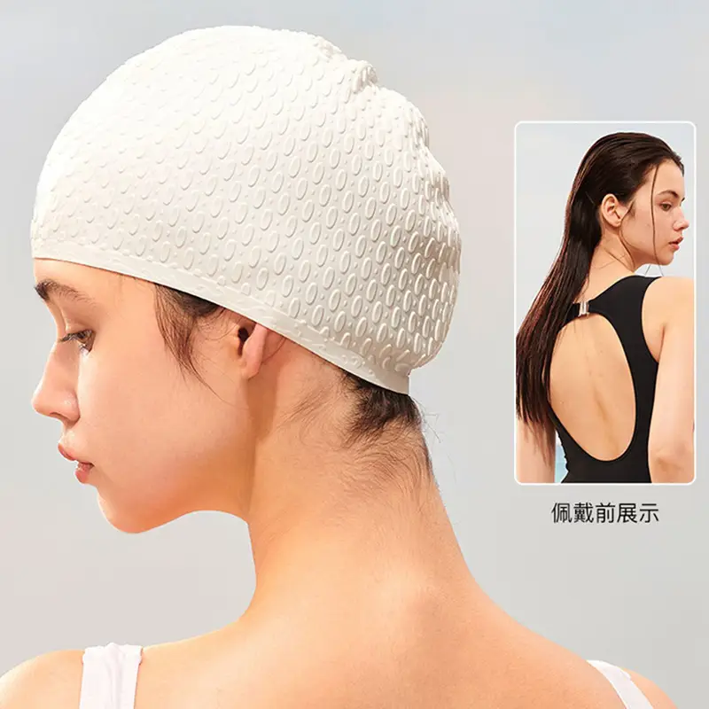 Factory direct silicone water drop swimming cap large bubble swimming cap super elastic waterproof ear protection large long hair without head