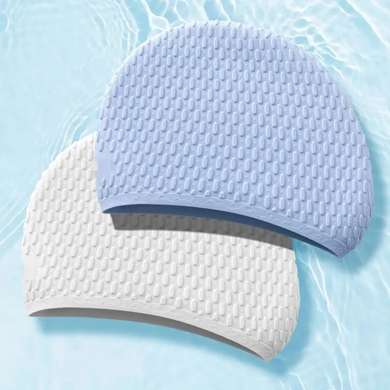 Factory direct silicone water drop swimming cap large bubble swimming cap super elastic waterproof ear protection large long hair without head