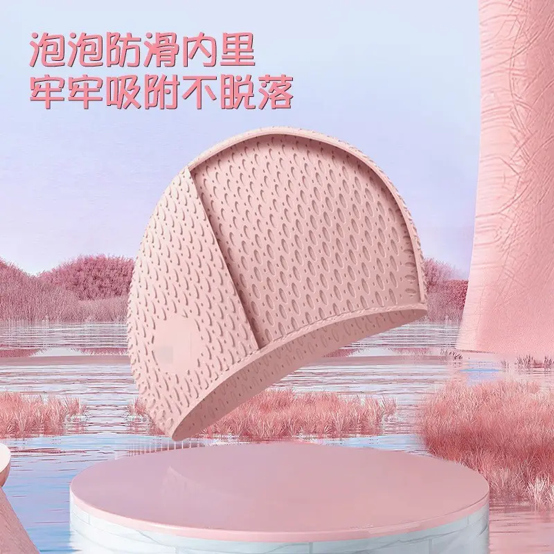 Factory direct silicone water drop swimming cap large bubble swimming cap super elastic waterproof ear protection large long hair without head