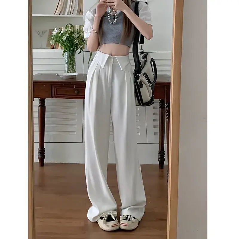 Women K-Style Wide Leg Pants Pink Summer 2025