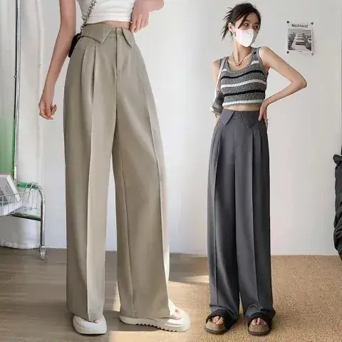 Women K-Style Wide Leg Pants Pink Summer 2025