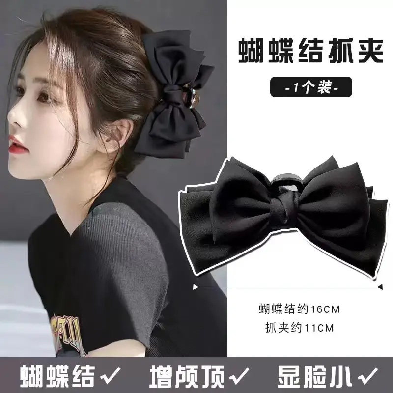 Black Bow Grab Clip Hairpin for Girls - Image 8