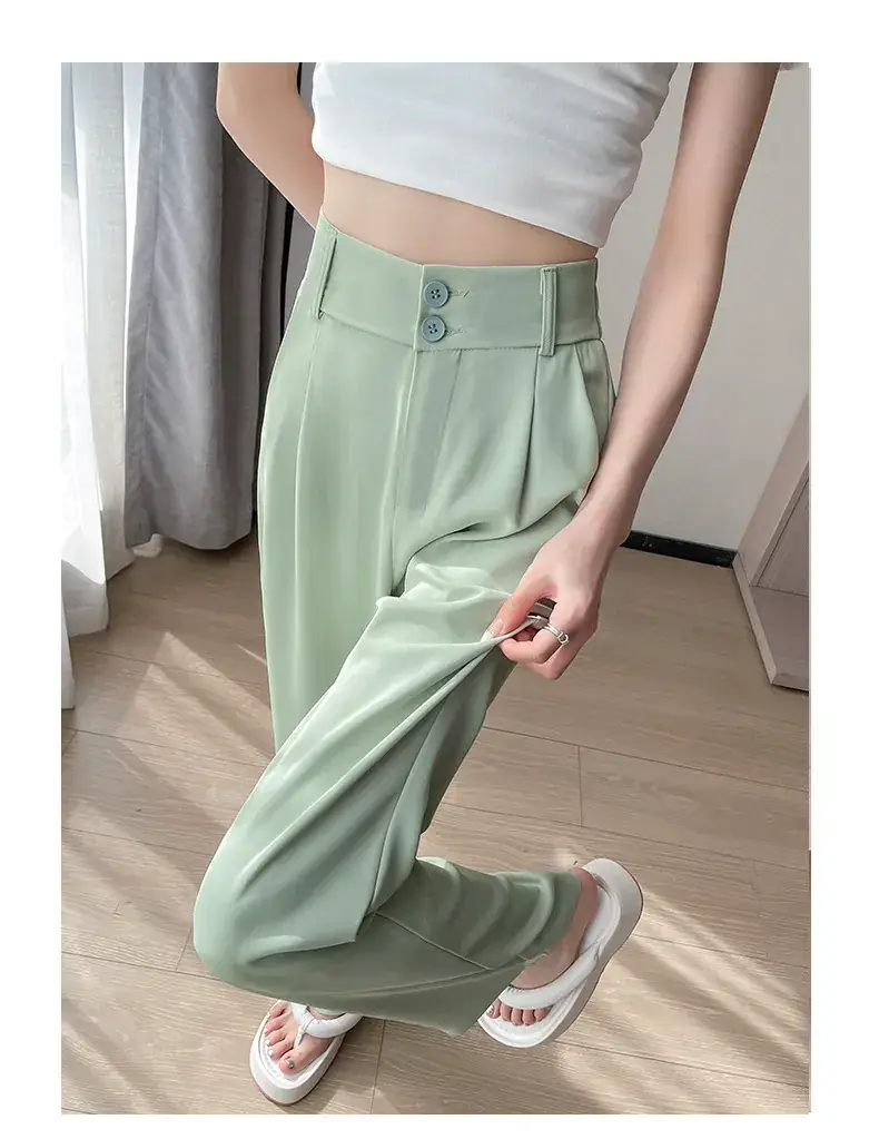 Women's Green Slimming High Waist Pants