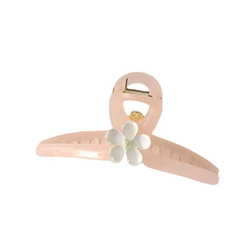 Elegant Pink Flower Hair Clip for High Ponytail - Image 12