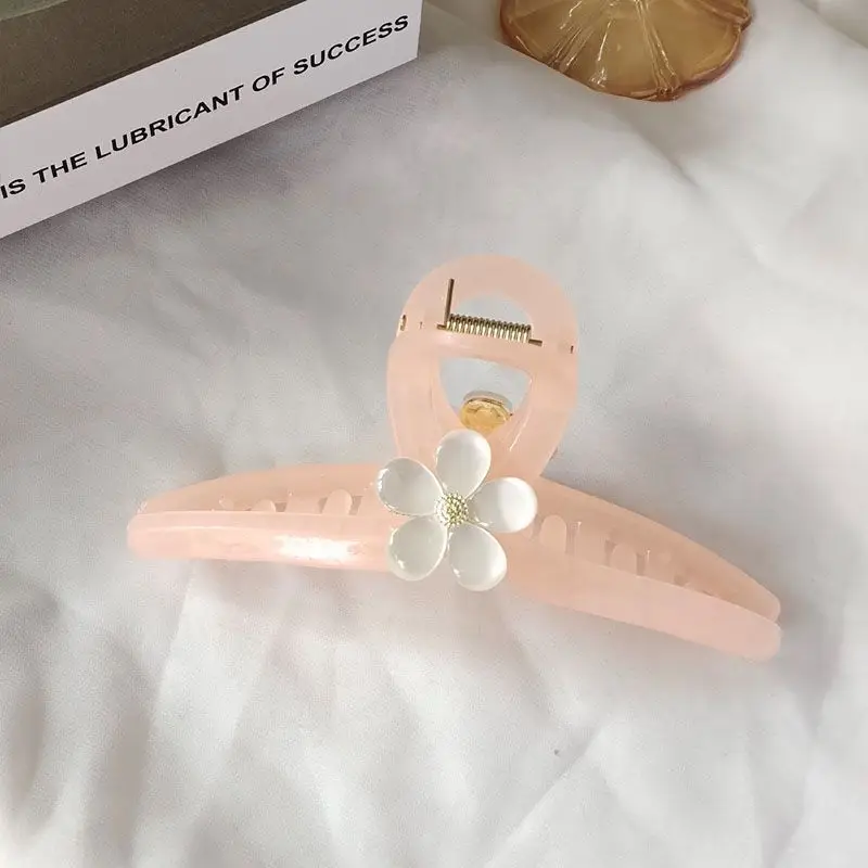 Elegant Pink Flower Hair Clip for High Ponytail - Image 6