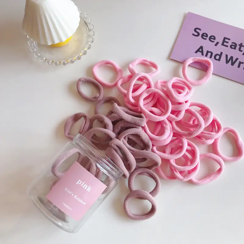 50 Pcs Pink Hair Ropes for Girls