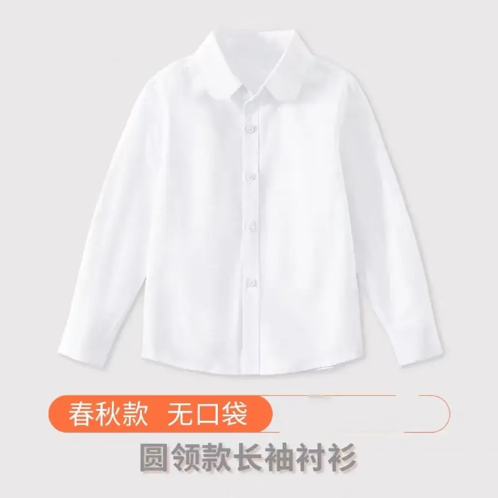Girls Plus Size Cotton Shirt Long Sleeve White - Image 5