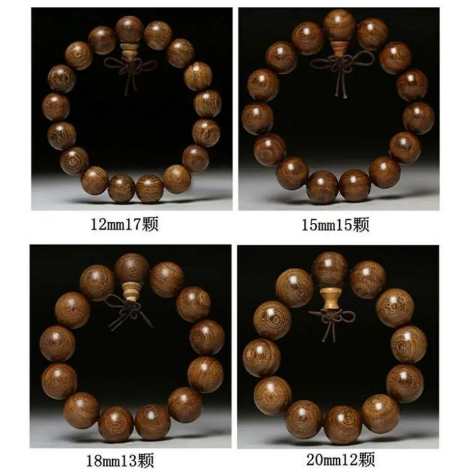 Golden Sandalwood Prayer Beads Bracelet Large Leaf Jewelry Beads Hand String Buddhist Prayer Beads Sandalwood Bracelet - Image 14