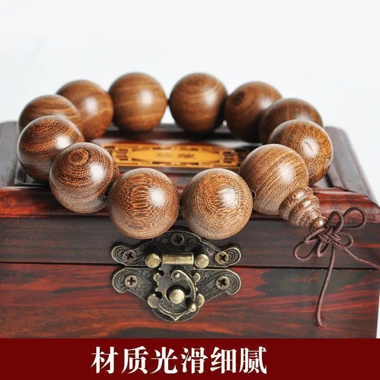 Golden Sandalwood Prayer Beads Bracelet Large Leaf Jewelry Beads Hand String Buddhist Prayer Beads Sandalwood Bracelet — feature 18