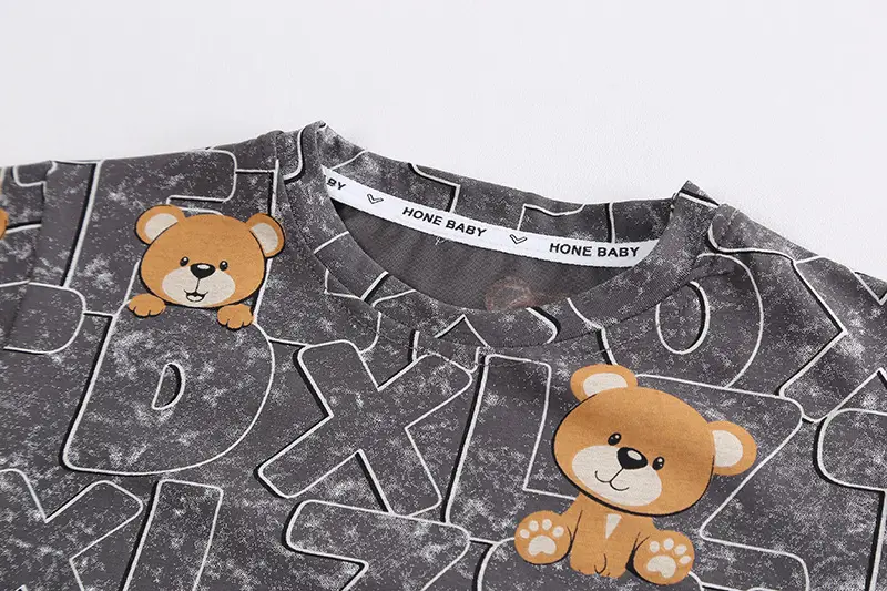 Children Cotton Bear Print Short Sleeve Suit Summer Boys — feature 11