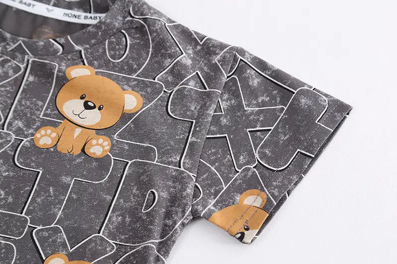 Children Cotton Bear Print Short Sleeve Suit Summer Boys — feature 13