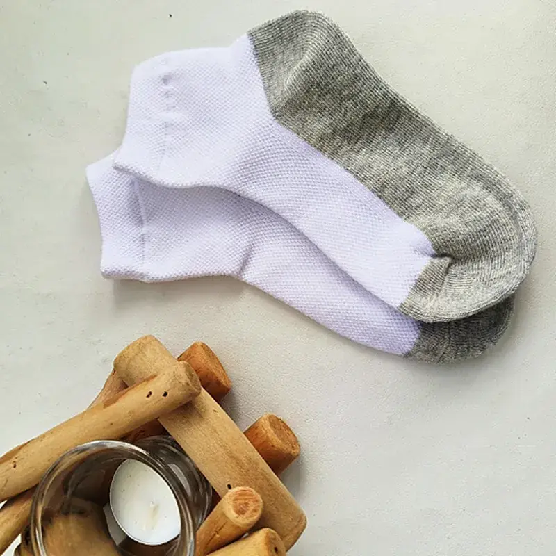 Spring Mesh Socks for Kids Pure Cotton Yin Yang Combed Black Grey Bottom White - Image 6