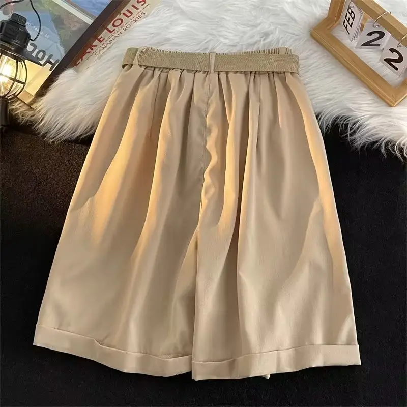 Japanese-style Shorts Men Loose Brown Belted