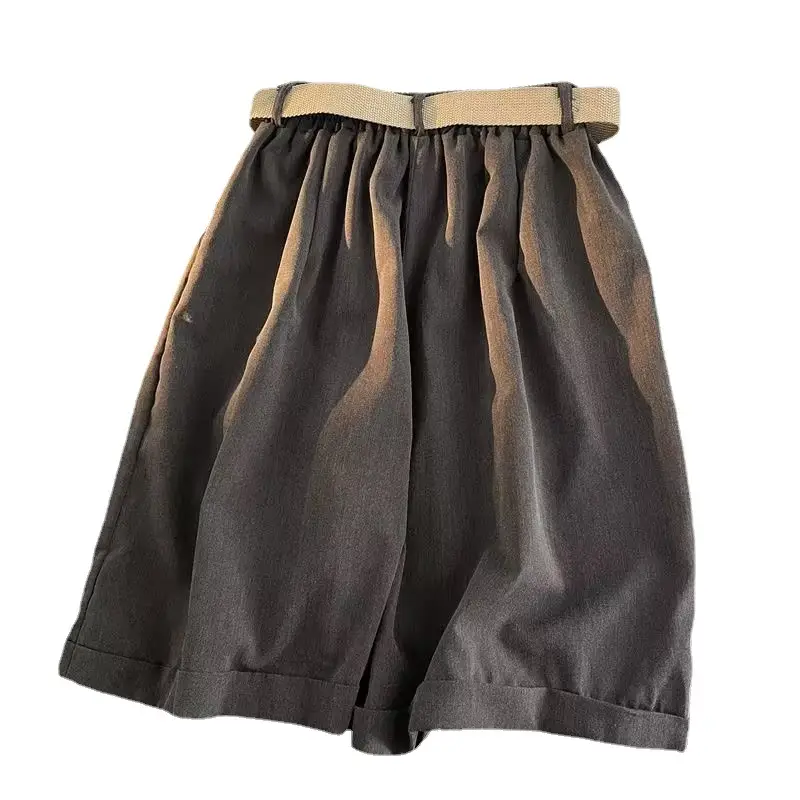 Japanese-style Shorts Men Loose Brown Belted