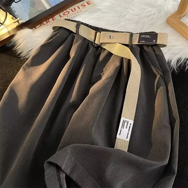 Japanese-style Shorts Men Loose Brown Belted