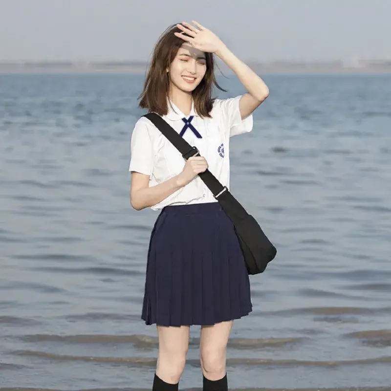 White Shirt & Black Organ Pleated Skirt Set - Image 10
