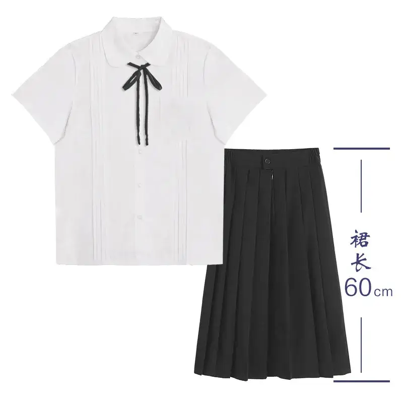 White Shirt & Black Organ Pleated Skirt Set - Image 16