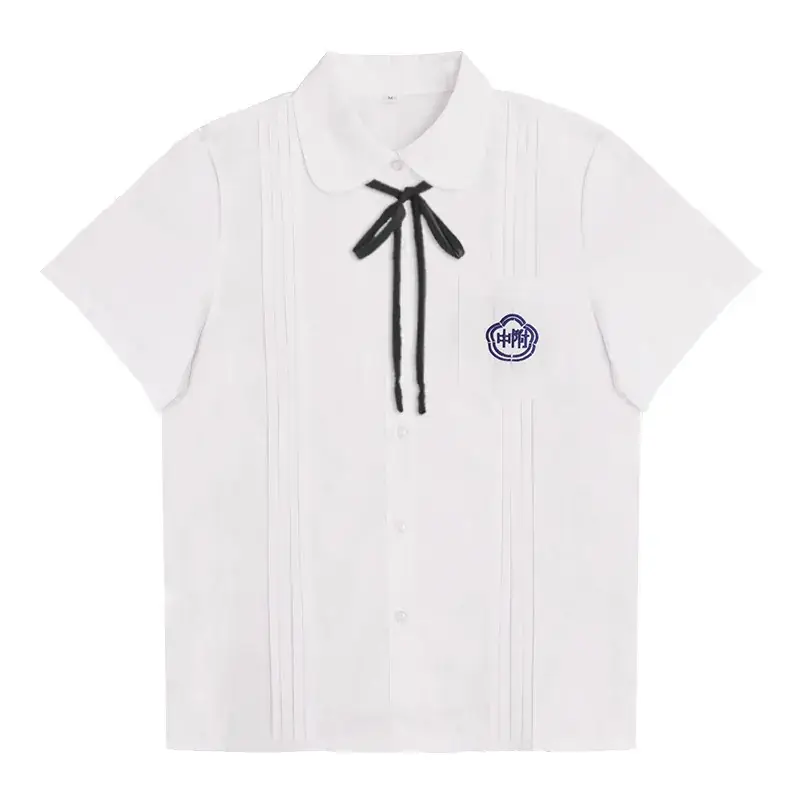 White Shirt & Black Organ Pleated Skirt Set - Image 2