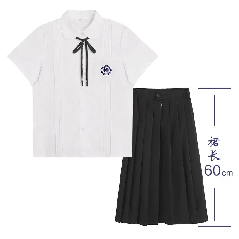 White Shirt & Black Organ Pleated Skirt Set - Image 4