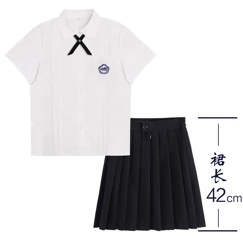 White Shirt & Black Organ Pleated Skirt Set - Image 7